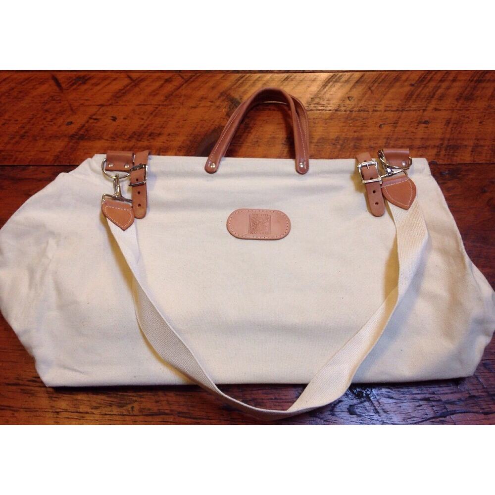 Vtg Micato Safaris Cotton Canvas Leather Handle Shoulder Oversize Tote Bag USA
